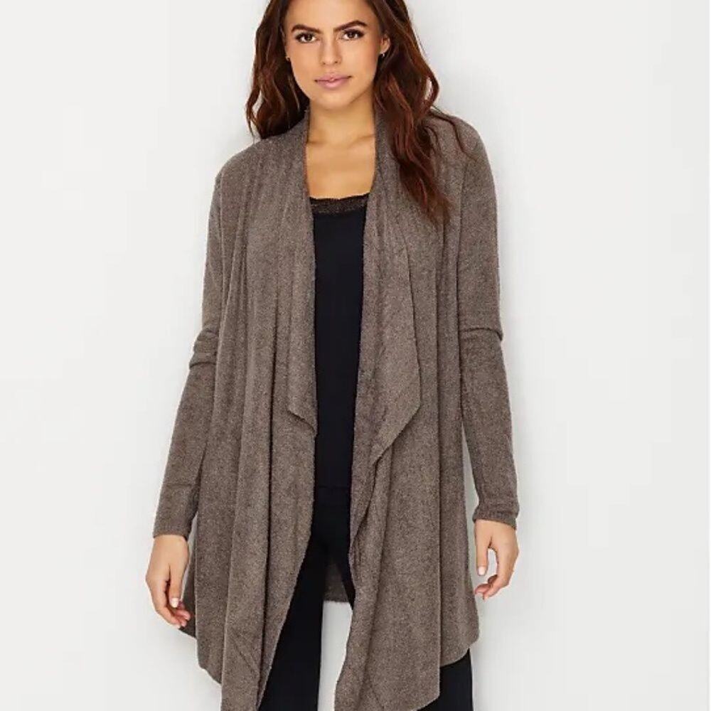BAREFOOT DREAMS Bamboo Chic Lite Calypso Gray Wrap Cardigan Sweater H225